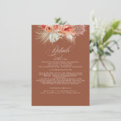Pampas Grass Terracotta Rust Wedding Details Informatiekaartje (Staand voorkant)