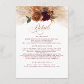 Pampas Grass Terracotta Rust Wedding Details Informatiekaartje (Voorkant)