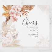 Pampas Grass Terracotta Rustic Wedding Sparkling Wijnetiket (Enkel label)