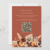 Pampas Grass Terracotta Rustieke QR Code Bruiloft Kaart (Achterkant)