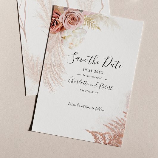 Pampas Grass Terracotta Save the Date Flyer