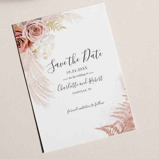 Pampas Grass Terracotta Save the Date Flyer
