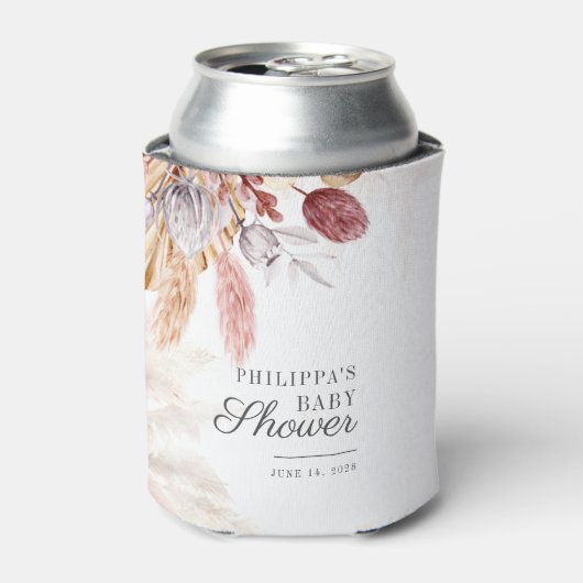Pampas Grass Terracotta Script Baby shower Blikjeskoeler (Blikje Voorkant)
