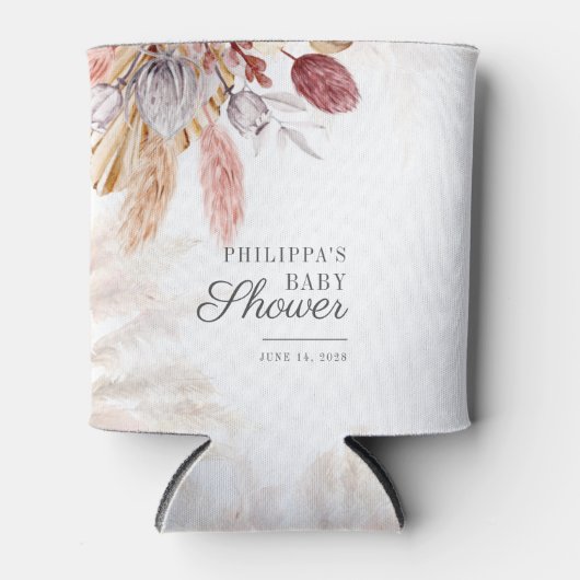 Pampas Grass Terracotta Script Baby shower Blikjeskoeler (Voorkant)