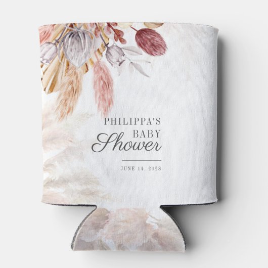 Pampas Grass Terracotta Script Baby shower Blikjeskoeler (Achterkant)