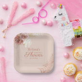 Pampas Grass Terracotta Script Blush Vrijgezellenf Papieren Bordje (Feest)