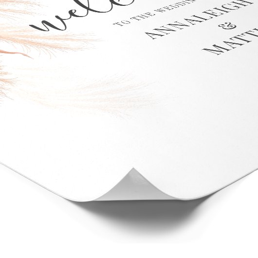 Pampas Grass Terracotta Script Minimalist Weddensc Poster (Hoek)