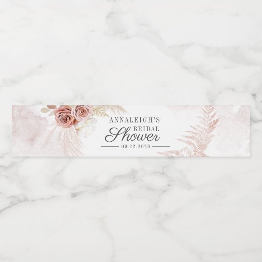 Pampas Grass Terracotta Script Vrijgezellenfeest Waterfles Etiket (Enkel label)