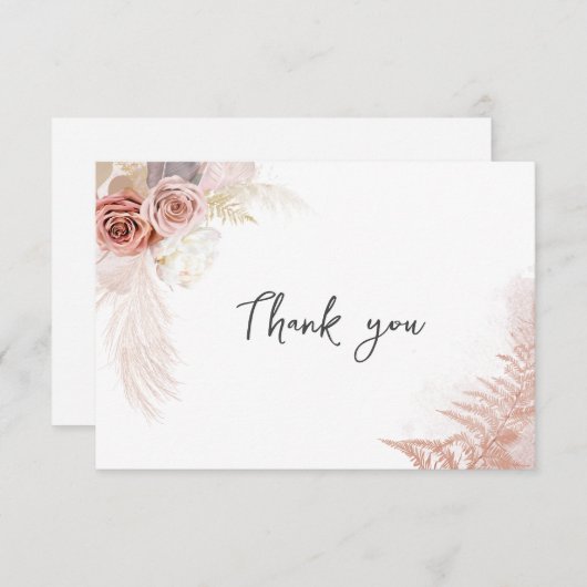 Pampas Grass Terracotta Script Weddenschap Bedankkaart (Voorkant / Achterkant)