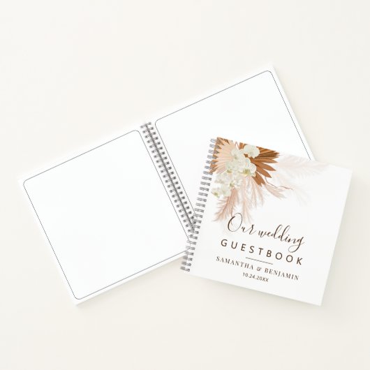 Pampas Grass Terracotta Script Weddenschap Notitieboek (Binnen)