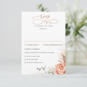 Pampas Grass Terracotta Sinaasappel Bloemen Bruilo RSVP Kaartje (Staand voorkant)