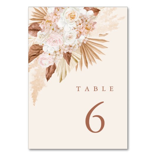Pampas Grass Terracotta Table Number Kaarten (Achterkant)