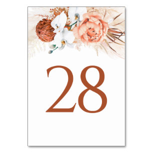 Pampas Grass Terracotta Table Number Kaarten