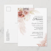 Pampas Grass Terracotta Tan Leaves Vrijgezellenfee Uitnodiging Briefkaart (Voorkant / Achterkant)