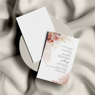 Pampas Grass Terracotta Tan Waterverf Wedding Kaart