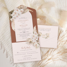 Pampas Grass Terracotta Tropical Orchids Wedding