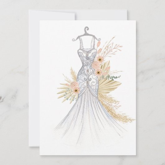 Pampas Grass Terracotta Trouwjurk Vrijgezellenfees Kaart (Achterkant)