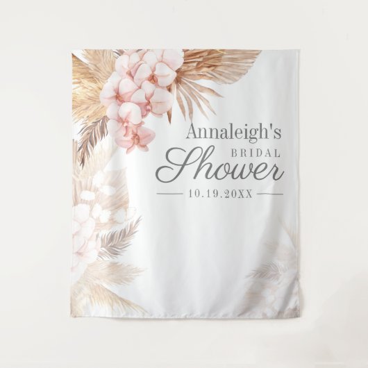 Pampas Grass Terracotta Vrijgezellenfeest Achtergr Wandkleed (Voorkant)