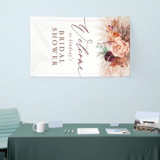 Pampas Grass Terracotta Vrijgezellenfeest Welkom Spandoek (Beurs)