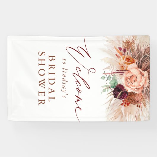 Pampas Grass Terracotta Vrijgezellenfeest Welkom Spandoek (Horizontaal)