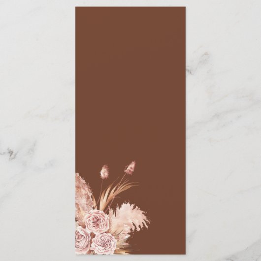 Pampas Grass Terracotta Waterverf Wedding Menu (Achterkant)