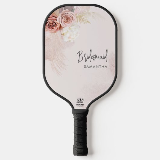 Pampas Grass Terracotta Weddenschap Bridesmaid Cus Pickleball Paddle (Voorkant)