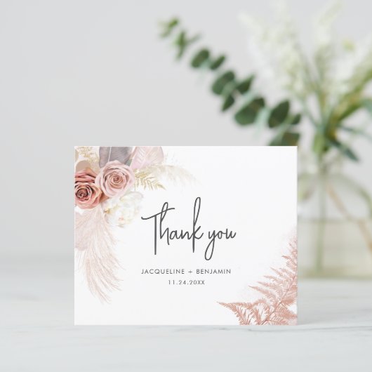 Pampas Grass Terracotta Weddenschap Hartelijk dank (Staand voorkant)