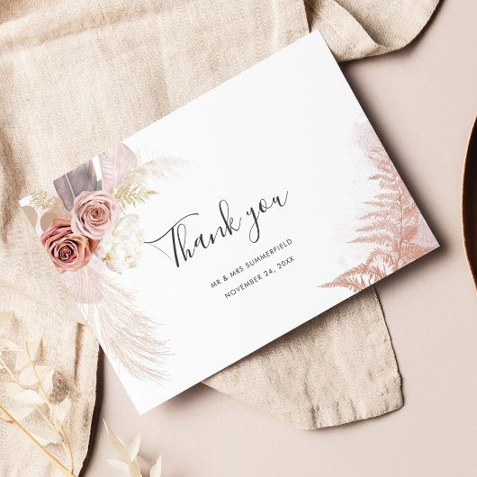 Pampas Grass Terracotta Weddenschap Hartelijk dank Notitiekaartje