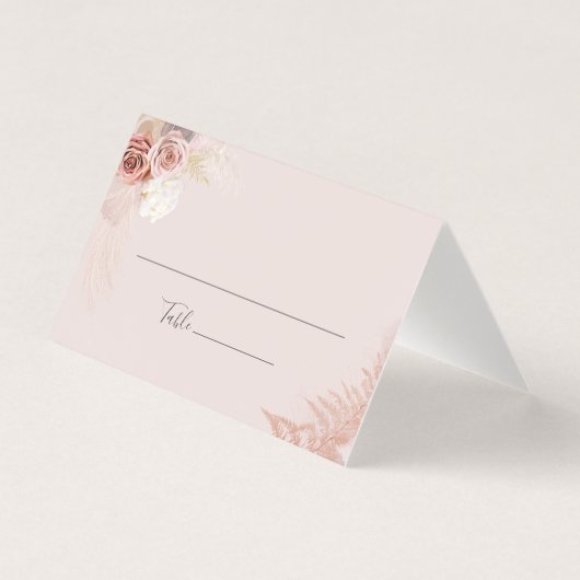 Pampas Grass Terracotta Wedding Floral Place Card Kaart (Voorkant)