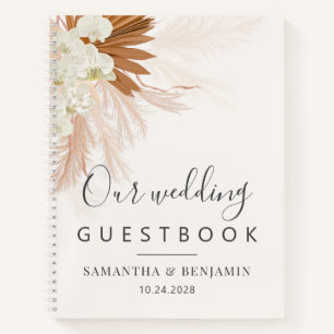 Pampas Grass Terracotta Wedding Guest Book Notitieboek