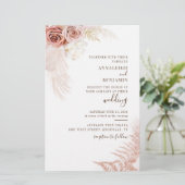Pampas Grass Terracotta Wedding Invitation Briefpapier (Staand voorkant)