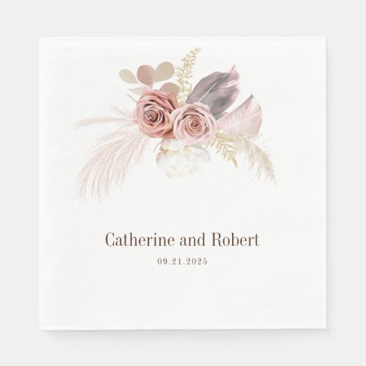 Pampas Grass Terracotta Wedding Paper Servet (Voorkant)