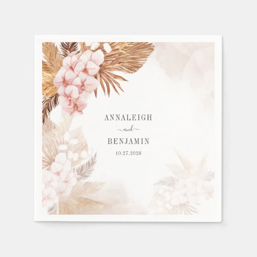 Pampas Grass Terracotta Wedding Reception Paper Servet (Voorkant)