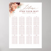 Pampas Grass Terracotta Wedding Seding Chart Poster (Voorkant)