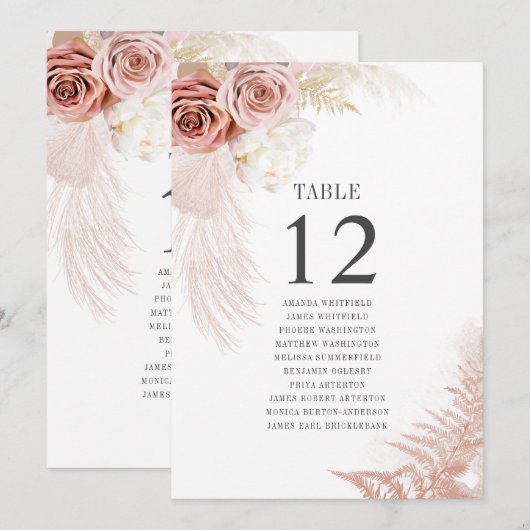 Pampas Grass Terracotta Wedding Table Number 12 (Voorkant / Achterkant)
