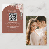 Pampas Grass Terracotta Wedding Website QR Code Informatiekaartje (Voorkant / Achterkant)