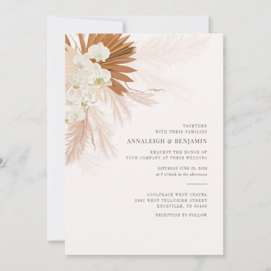 Pampas Grass Terracotta Woestijn Herfst Bruiloft Kaart (Voorkant)