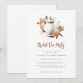 Pampas Grass Theepot Bridal Tea Party Kaart (Voorkant / Achterkant)