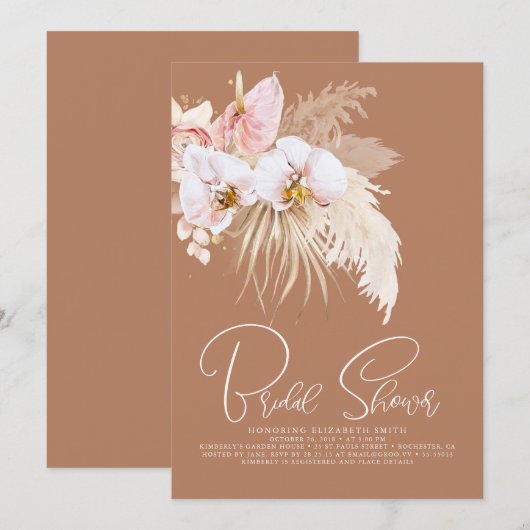 Pampas Grass Tropical Floral Boho Vrijgezellenfees Kaart (Voorkant / Achterkant)