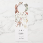 Pampas Grass Tropical Oerwoud Floral Wedding Flessenhanger (Voorkant)