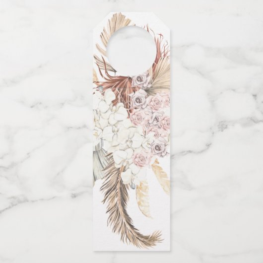 Pampas Grass Tropical Oerwoud Floral Wedding Flessenhanger (Achterkant)