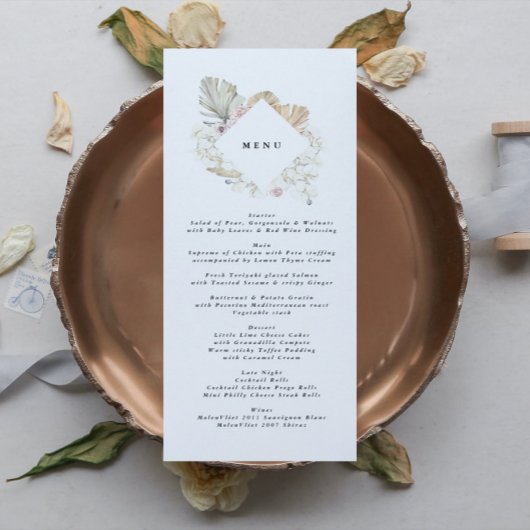 Pampas Grass Tropical Oerwoud Floral Wedding Menu