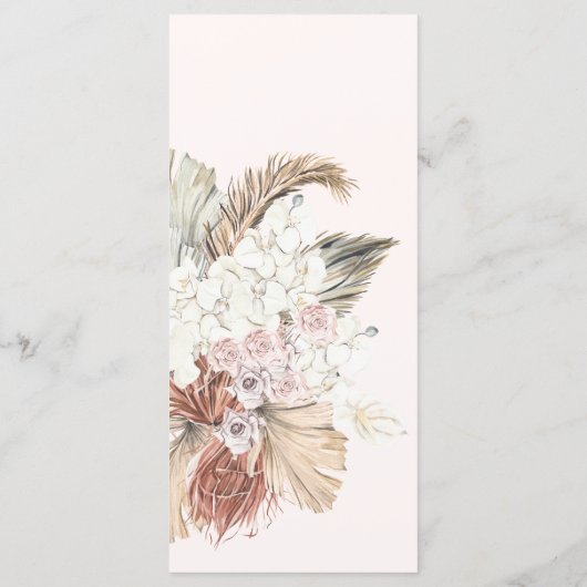 Pampas Grass Tropical Oerwoud Floral Wedding Programmakaart (Achterkant)