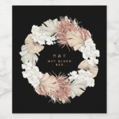 Pampas Grass Tropical Oerwoud Floral Wedding Wijn Etiket (Enkel label)