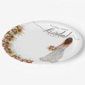 Pampas Grass Trouwjurk Boho Vrijgezellenfeest Papieren Bordje (Gekanteld)