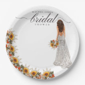 Pampas Grass Trouwjurk Boho Vrijgezellenfeest Papieren Bordje (Voorkant)