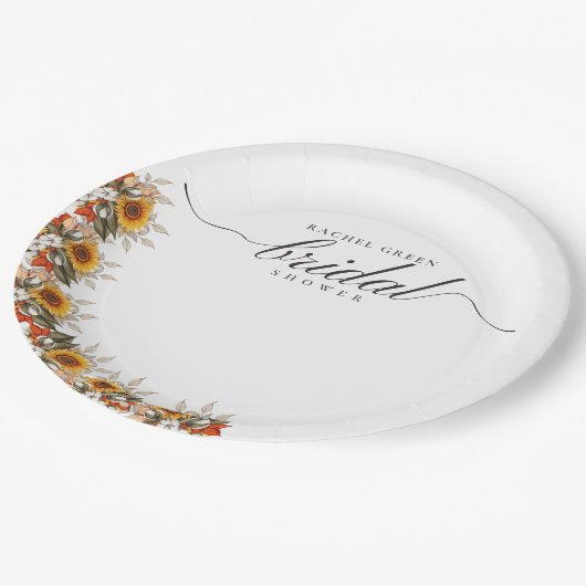 Pampas Grass Trouwjurk Boho Vrijgezellenfeest Papieren Bordje (Gekanteld)