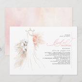 Pampas Grass Trouwjurk Roze Vrijgezellenfeest Kaart (Voorkant / Achterkant)