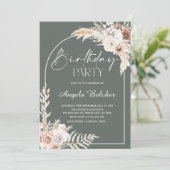 Pampas Grass verjaardagsfeestje uitnodiging (Staand voorkant)