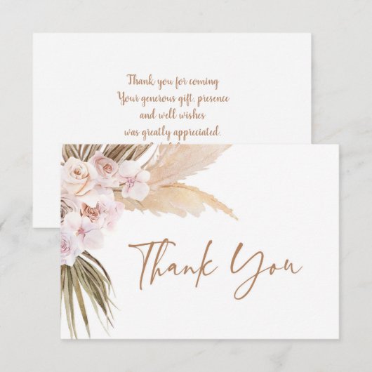 Pampas Grass vrijgezellenfeest bedankt je kaart Notitiekaartje (Voorkant / Achterkant)